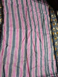Pink & Grey Striped Saree