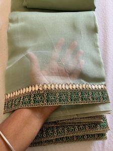 Pista green organza saree(brand new)