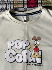 Cute Popcorn Graphic Sweatshirt and Shorts Set