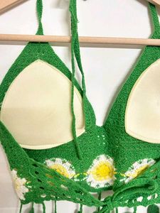 Crochet Daisy Halter Bikini Top