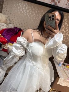 Enchanting White Off-Shoulder Dress🦋🧚🏻‍♀️
