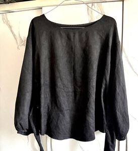 Suede cinch waist top