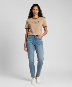 Authentic CELINE Paris Logo Tee  For Women