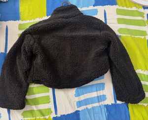 Cozy Black Teddy Cropped Jacket