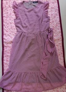Purple Polka Dot Ruffle Dress