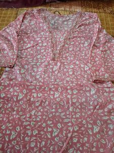 Pink Floral Printed Kurta
