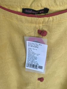 Sale 298 Yellow Embroidered Sleeve Top