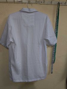 Wuxi Brand Men's White Textured Half Sleeve Shirt