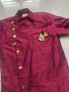 Maroon Ethnic Kurta Dhoti Set