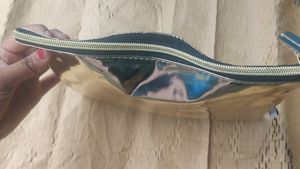 Shiny Silver Quilted Pouch
