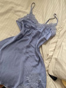 Silky Sleep Dress with Lace Trim