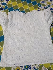 Zudio, White Lace Work Details Size - L