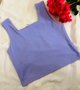 Lavender Ribbed Square Neck Tank Top
