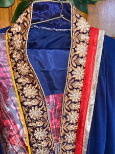 Beautiful Blue embroideried suit with churidar