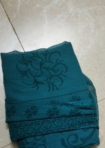 Teal Floral Print Sheer Fabric Shawls