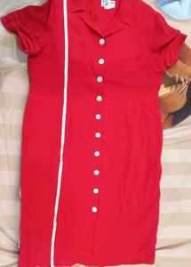 Red Formal Calf length Dress &amp; Leopard Print Top
