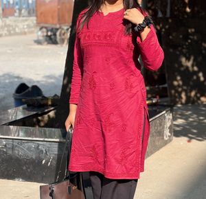 Maroon Embroidered Kurta only kurt