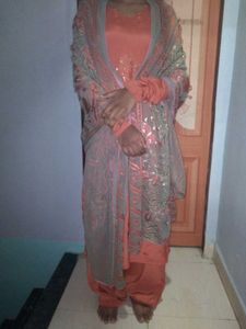 Elegant Orange Embroidered Salwar Kameez
