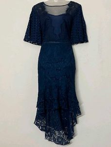 Elegant Navy Lace Dress