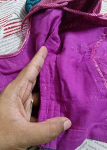 Magenta &amp; Green Saree(Stitched Small Size Blouse)