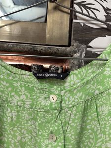 Floral Green Button-Up Top