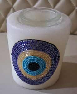 Beaded Evil Eye Candle Holder