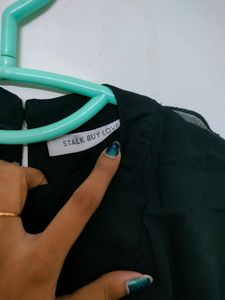 Stalk By Love Black Long Dress/Gown With Frills