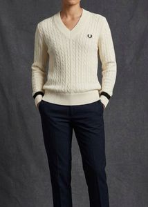 Cream Cable Knit V-Neck Sweater