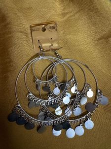Chunky Hoop Earrings with Coin Charms