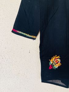Embroidered Black Kurta