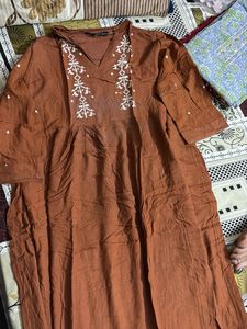 Embroidered Brown Kurta