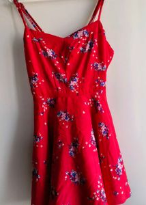 Red Floral Print Mini Dress