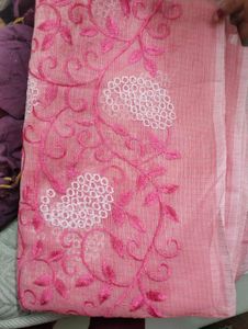 Elegant Pink Embroidered Saree