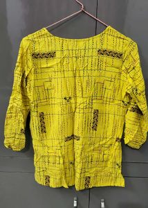 Yellow Printed Kurta