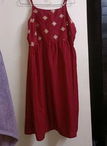 Maroon Sundress with Gold Accents