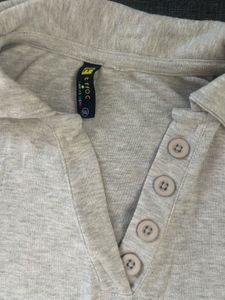 Sleeveless Grey Polo Top