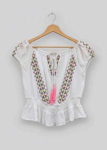 Embroidered Peasant Top