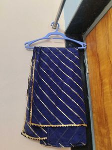 Elegant Blue &amp; Gold Striped Dupatta