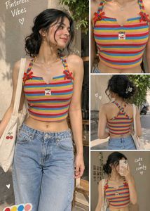 Rainbow Striped Crop Top