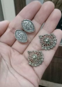 Silver Tone Stud Earring Set
