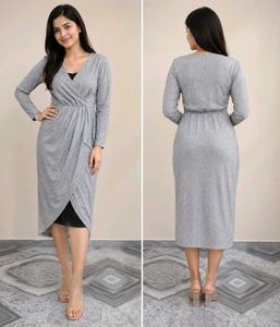 Sparkly Silver Wrap Dress