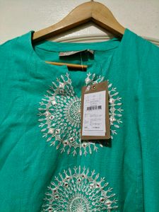 Teal Kurta with Mirror Work