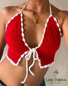Red Crochet Halter Top