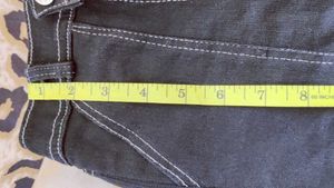 Dark Wash Denim Pants with White Stitching