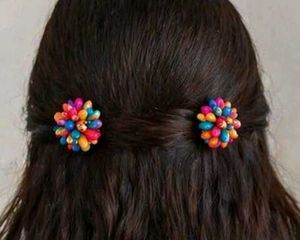 Boho Beaded Flower Hair Clip