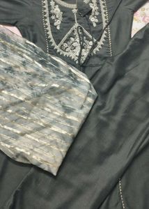 Elegant Grey Kurta Set with Dupatta