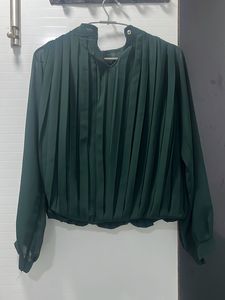 Elegant Pleated Long Sleeve Top