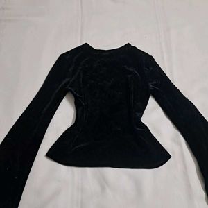 Y2k Vintage 2000s Velvet Butterfly Long Sleeve Top
