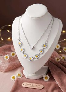 Daisy Heart Layered Necklace