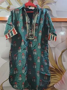 Green Floral Print Kurta